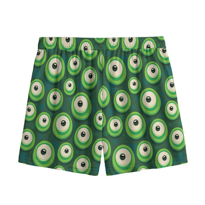 Monster Eyes Pattern Print Mesh Shorts