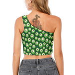 Monster Eyes Pattern Print One Shoulder Crop Top
