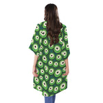 Monster Eyes Pattern Print Open Front Beach Cover Up