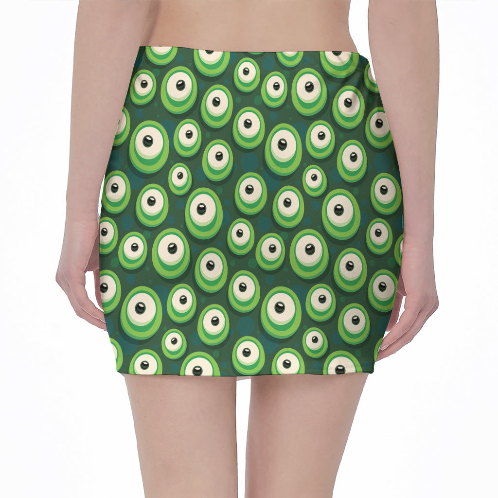 Monster Eyes Pattern Print Pencil Mini Skirt