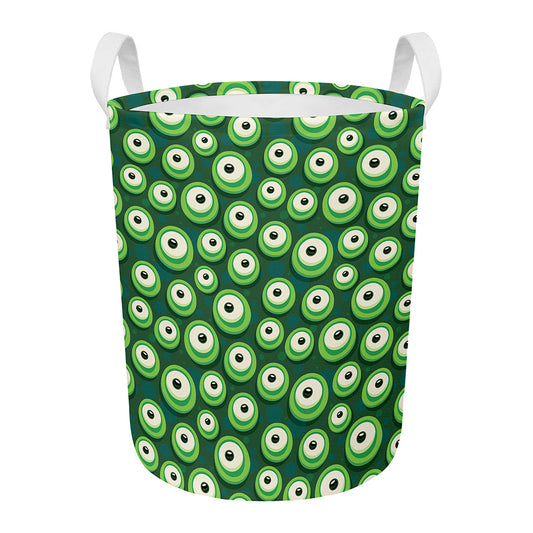Monster Eyes Pattern Print Round Laundry Basket
