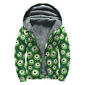 Monster Eyes Pattern Print Sherpa Lined Zip Up Hoodie