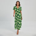 Monster Eyes Pattern Print Short Sleeve Maxi Dress