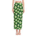 Monster Eyes Pattern Print Side Slit Maxi Skirt
