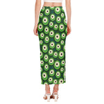 Monster Eyes Pattern Print Side Slit Maxi Skirt