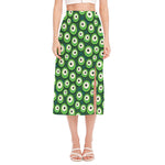 Monster Eyes Pattern Print Side Slit Midi Skirt