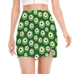 Monster Eyes Pattern Print Side Slit Mini Skirt