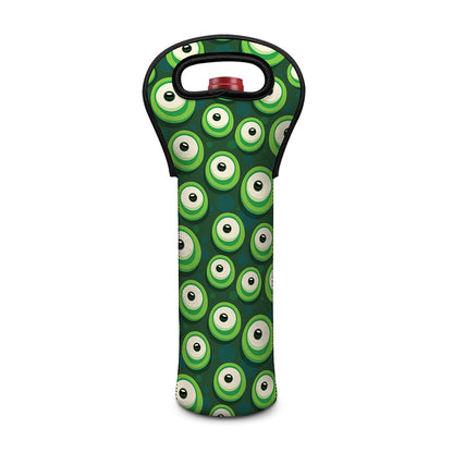 Monster Eyes Pattern Print Single Neoprene Wine Tote