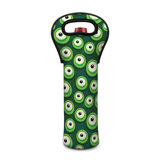 Monster Eyes Pattern Print Single Neoprene Wine Tote