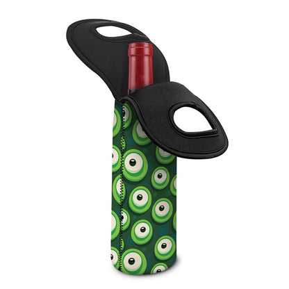 Monster Eyes Pattern Print Single Neoprene Wine Tote