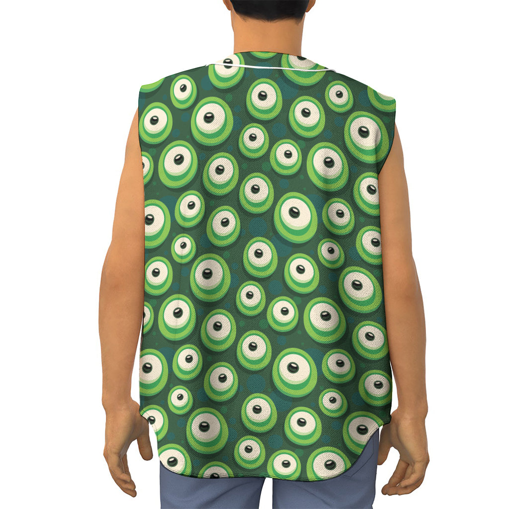 Monster Eyes Pattern Print Sleeveless Baseball Jersey