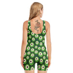 Monster Eyes Pattern Print Sleeveless One Piece Swimsuit