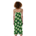 Monster Eyes Pattern Print Slim Fit Midi Cami Dress