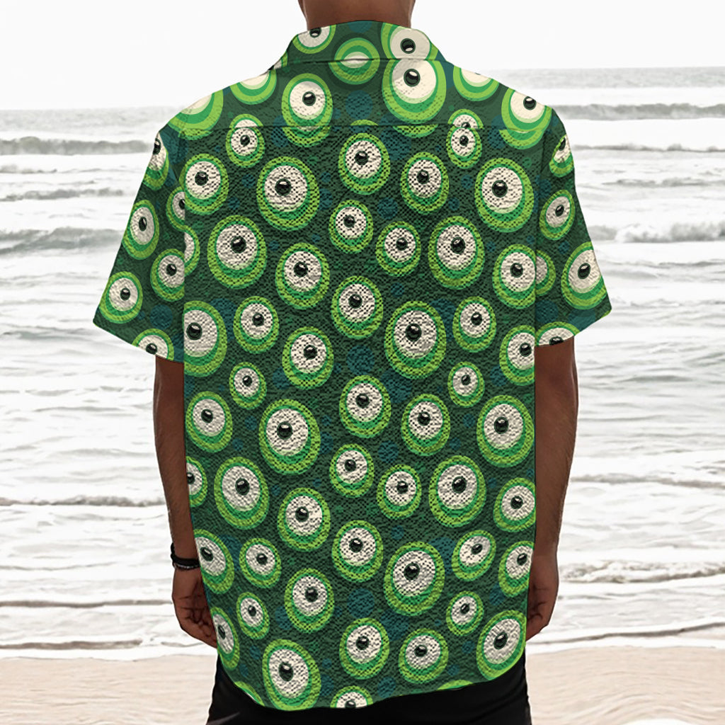 Monster Eyes Pattern Print Textured Short Sleeve Shirt