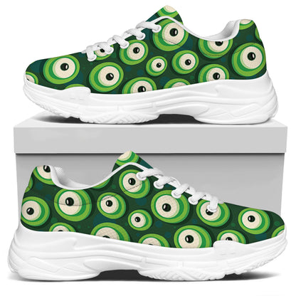 Monster Eyes Pattern Print White Chunky Shoes