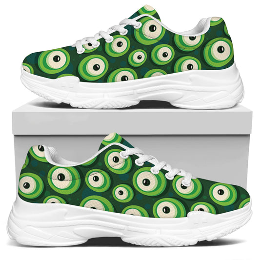 Monster Eyes Pattern Print White Chunky Shoes