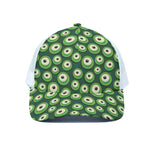 Monster Eyes Pattern Print White Mesh Trucker Cap