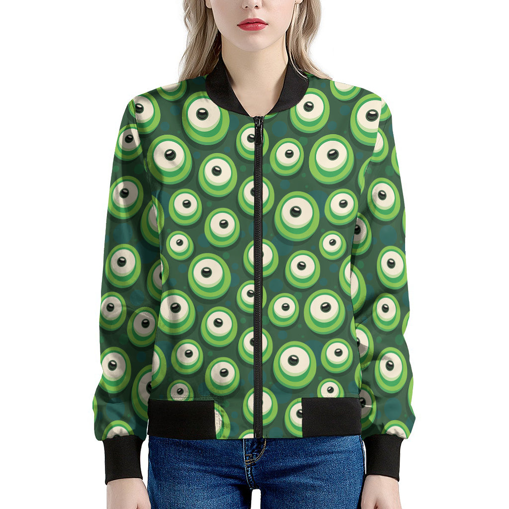 Monster Eyes Pattern Print Women's Bomber Jacket