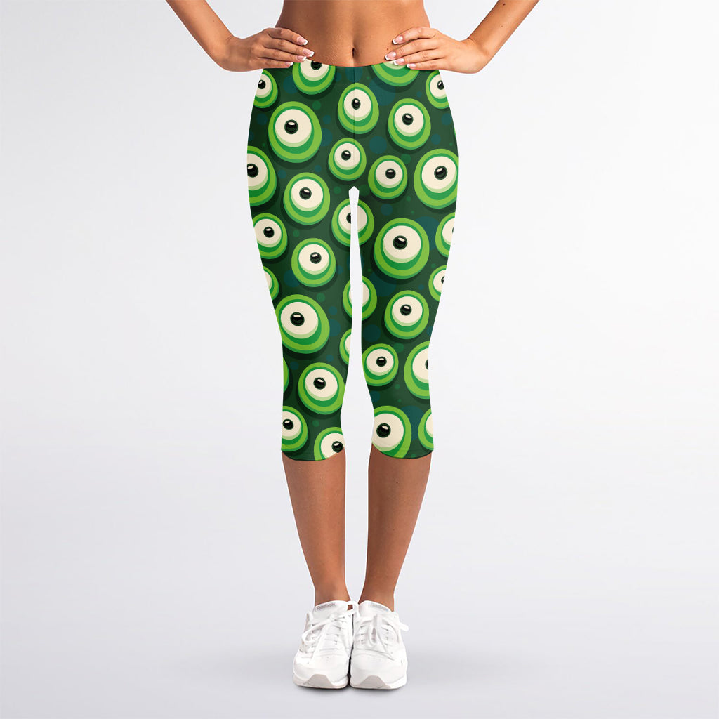 Monster Eyes Pattern Print Women's Capri Leggings