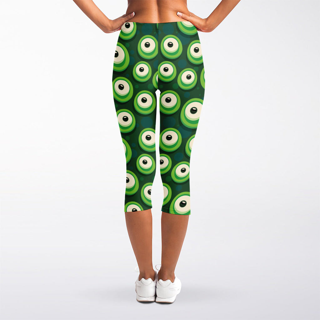 Monster Eyes Pattern Print Women's Capri Leggings