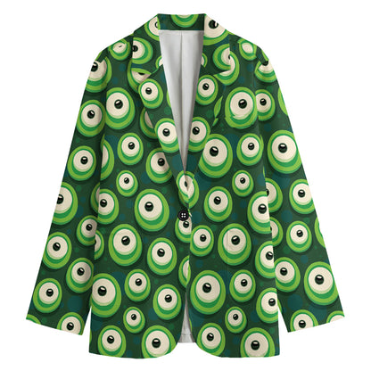 Monster Eyes Pattern Print Women's Cotton Blazer