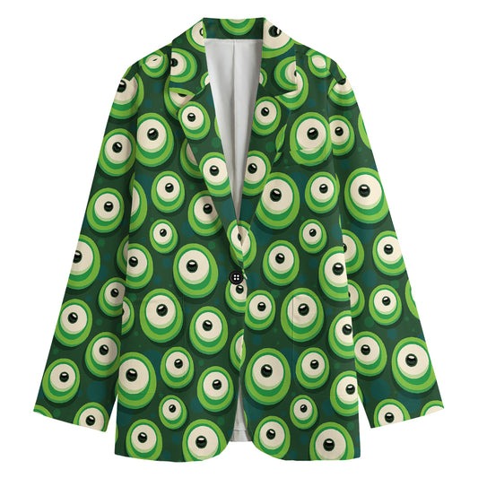 Monster Eyes Pattern Print Women's Cotton Blazer