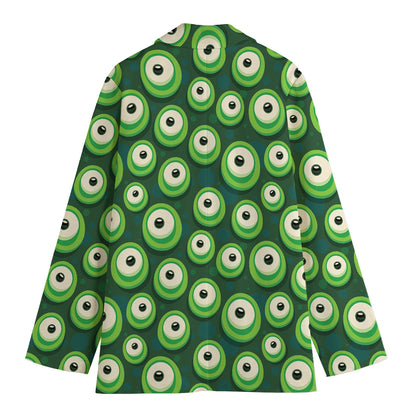 Monster Eyes Pattern Print Women's Cotton Blazer