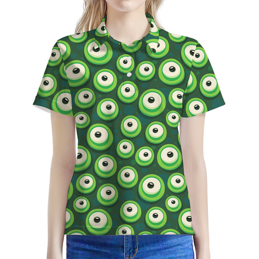 Monster Eyes Pattern Print Women's Polo Shirt