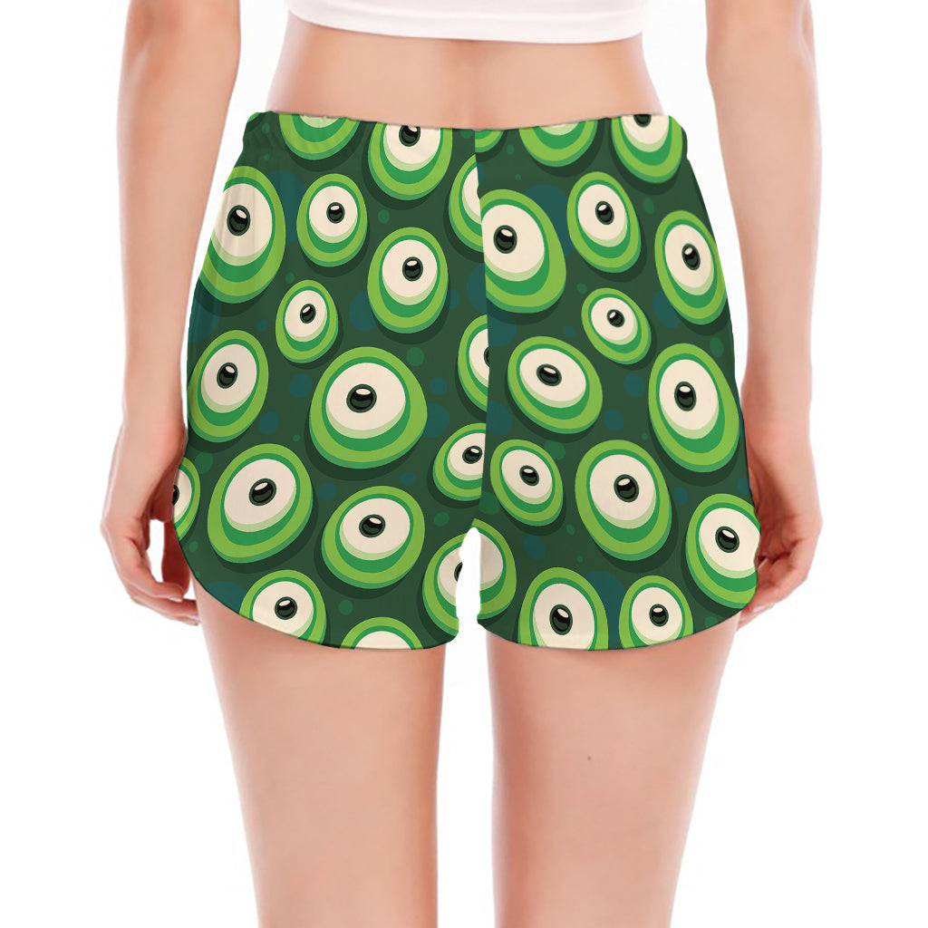 Monster Eyes Pattern Print Women's Split Running Shorts