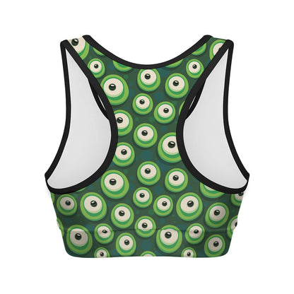 Monster Eyes Pattern Print Women's Sports Bra