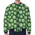 Monster Eyes Pattern Print Zip Sleeve Bomber Jacket