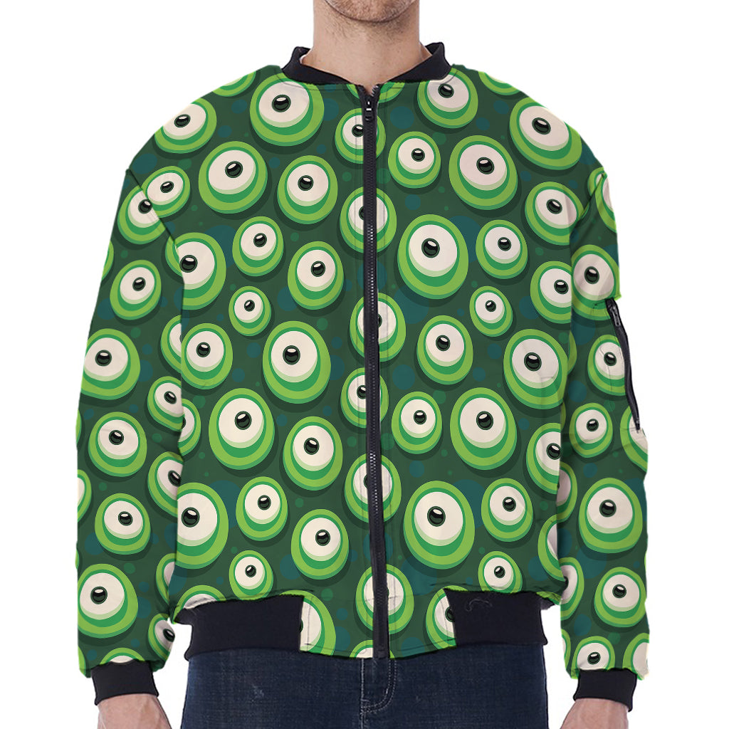 Monster Eyes Pattern Print Zip Sleeve Bomber Jacket