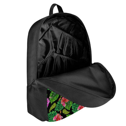 Monstera Hibiscus Hawaii Pattern Print 17 Inch Backpack
