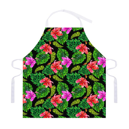 Monstera Hibiscus Hawaii Pattern Print Adjustable Apron