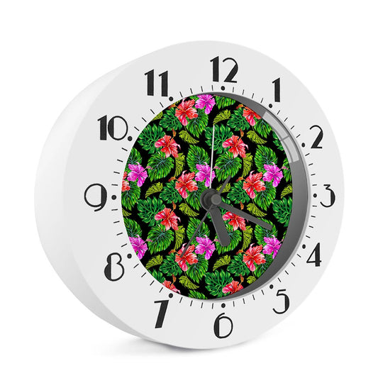 Monstera Hibiscus Hawaii Pattern Print Alarm Clock