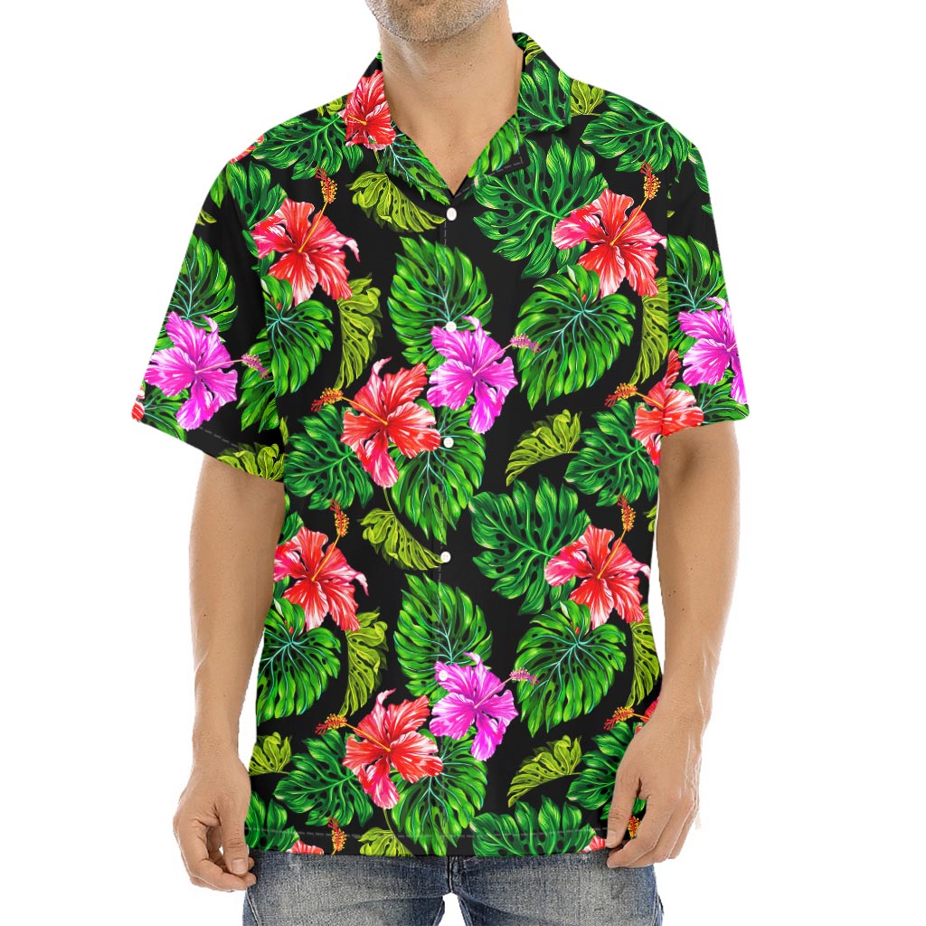 Monstera Hibiscus Hawaii Pattern Print Aloha Shirt