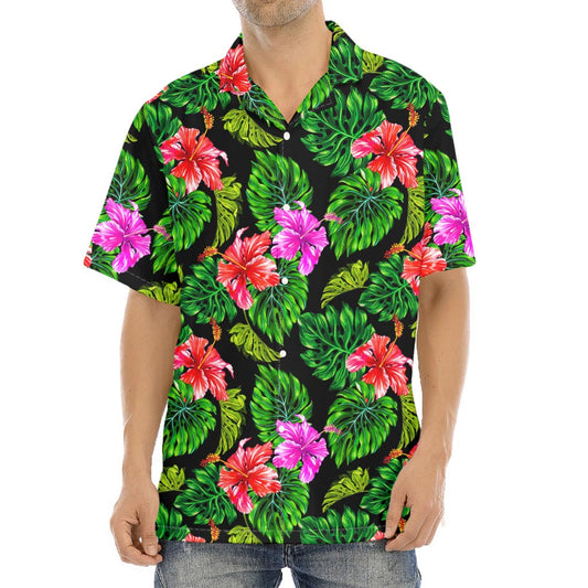 Monstera Hibiscus Hawaii Pattern Print Aloha Shirt