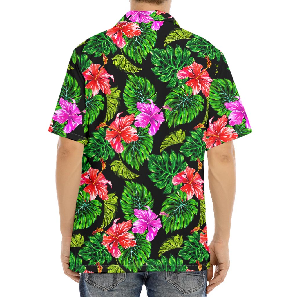 Monstera Hibiscus Hawaii Pattern Print Aloha Shirt