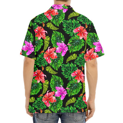 Monstera Hibiscus Hawaii Pattern Print Aloha Shirt