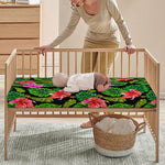 Monstera Hibiscus Hawaii Pattern Print Baby Crib Sheet