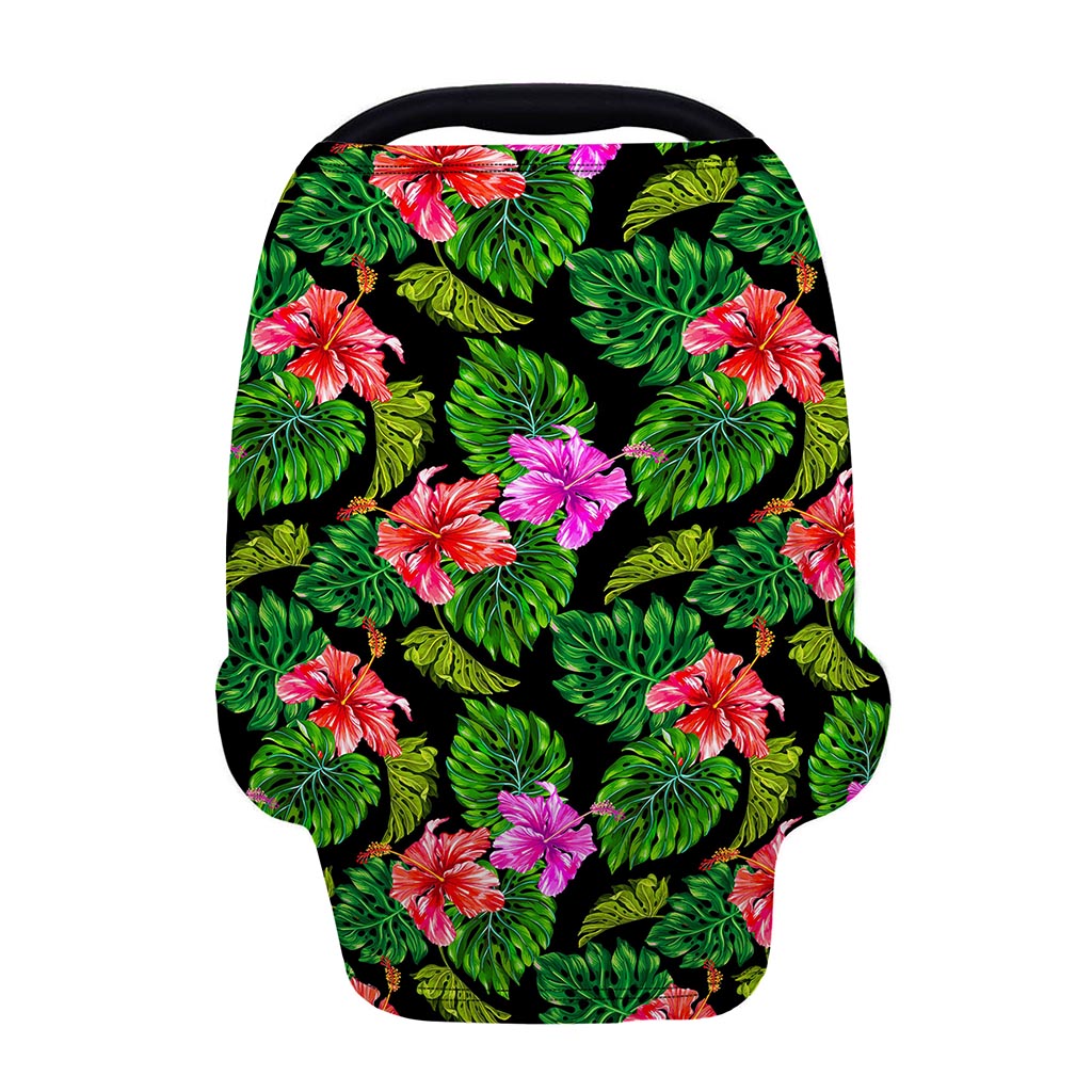 Monstera Hibiscus Hawaii Pattern Print Baby Seat Cover