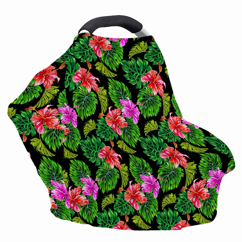 Monstera Hibiscus Hawaii Pattern Print Baby Seat Cover