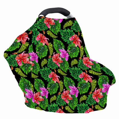 Monstera Hibiscus Hawaii Pattern Print Baby Seat Cover