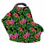 Monstera Hibiscus Hawaii Pattern Print Baby Seat Cover