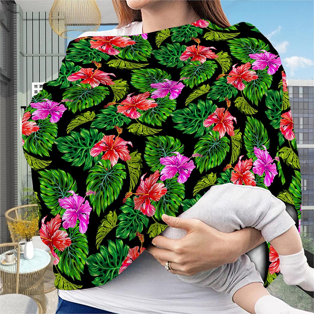 Monstera Hibiscus Hawaii Pattern Print Baby Seat Cover