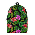 Monstera Hibiscus Hawaii Pattern Print School Backpack