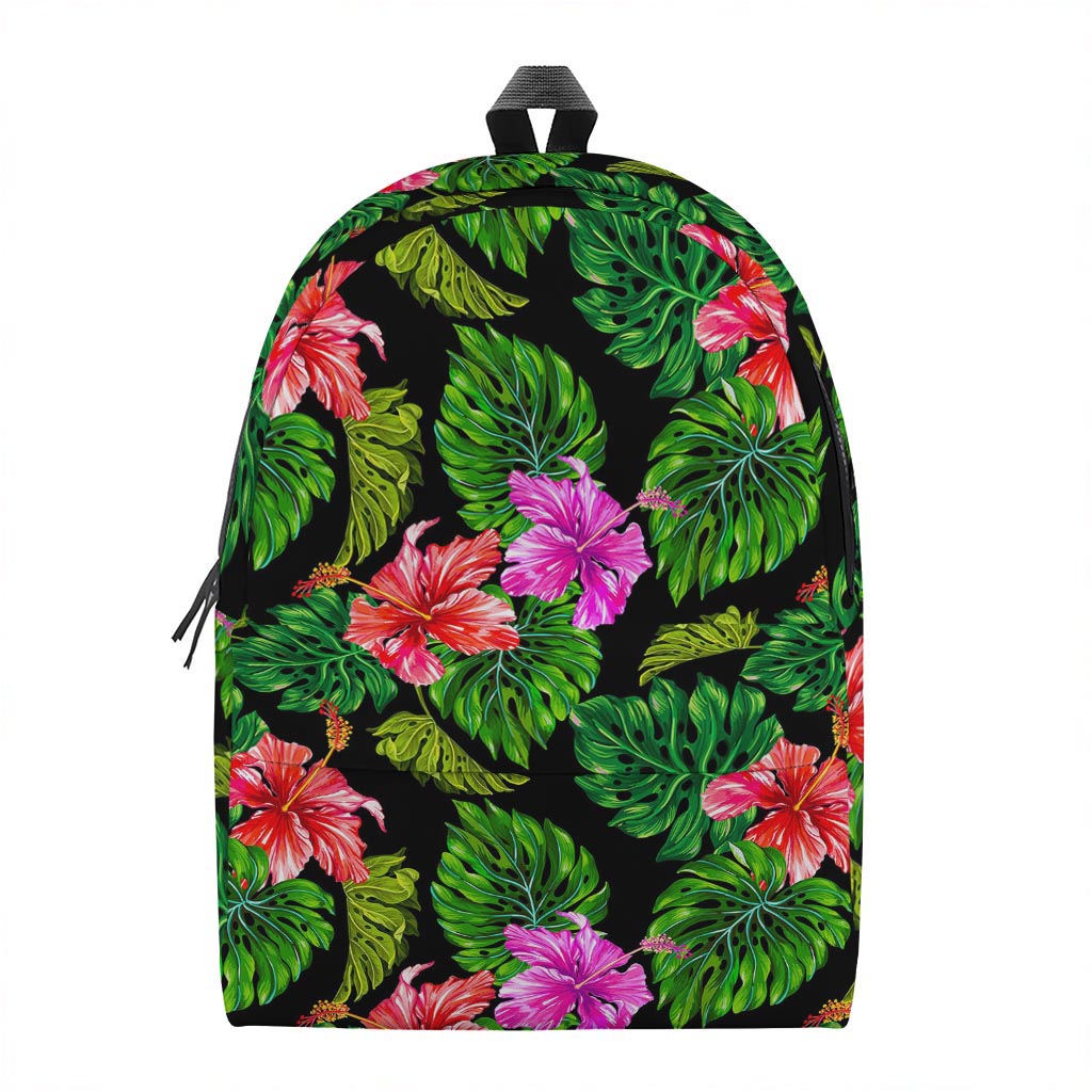 Monstera Hibiscus Hawaii Pattern Print Backpack
