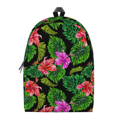 Monstera Hibiscus Hawaii Pattern Print Backpack