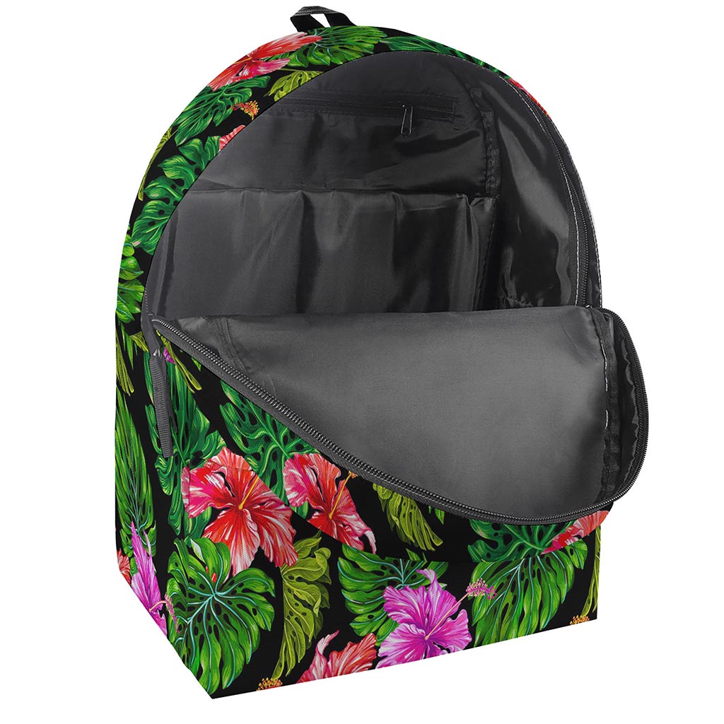 Monstera Hibiscus Hawaii Pattern Print Backpack