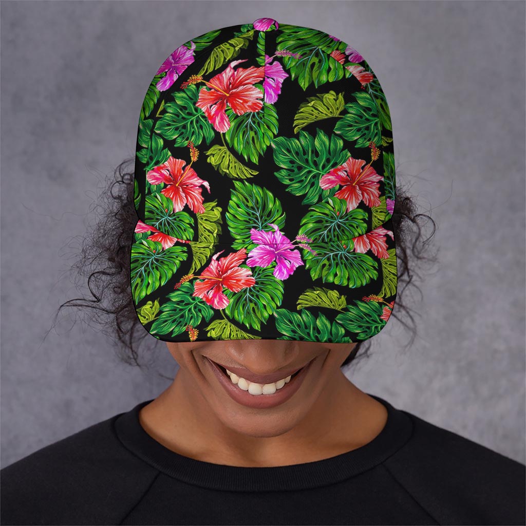 Monstera Hibiscus Hawaii Pattern Print Baseball Cap